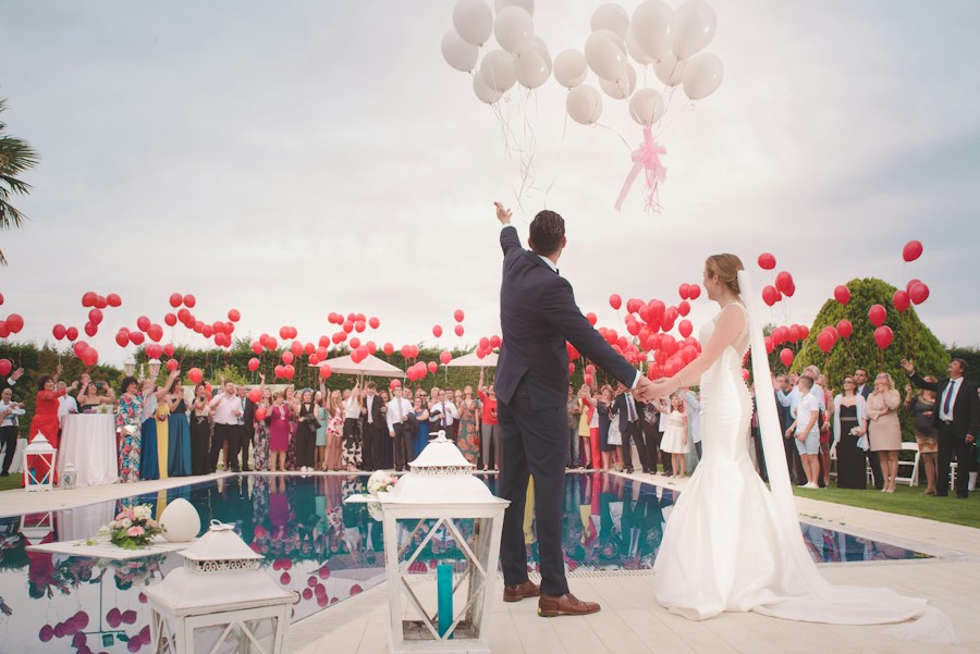 A bride and groom sharing a moment